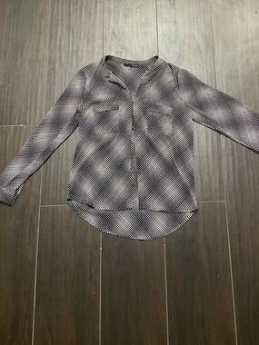 Ro & De Navy and White Polka Dot Button-up Blouse